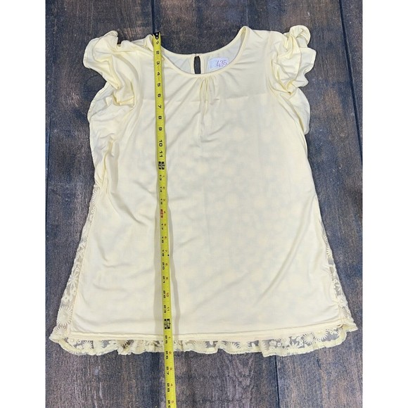 Matilda Jane Clothing 435 Girls Size 16 Tether Ball Top! Yellow Lace Flutter - Picture 5 of 7